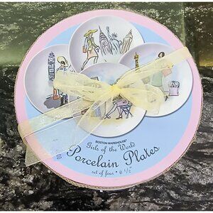 NIB Boston Warehouse Girls Of The World Porcelain Plates Set Of 4 6.5" Dishwashe